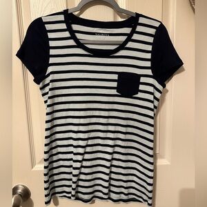 Talbots Medium Navy and White Striped Short Sleeve Tee. EUC